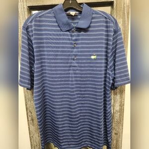 Masters Performance Golf Polo Shirt Mens Large Blue Striped Augusta National